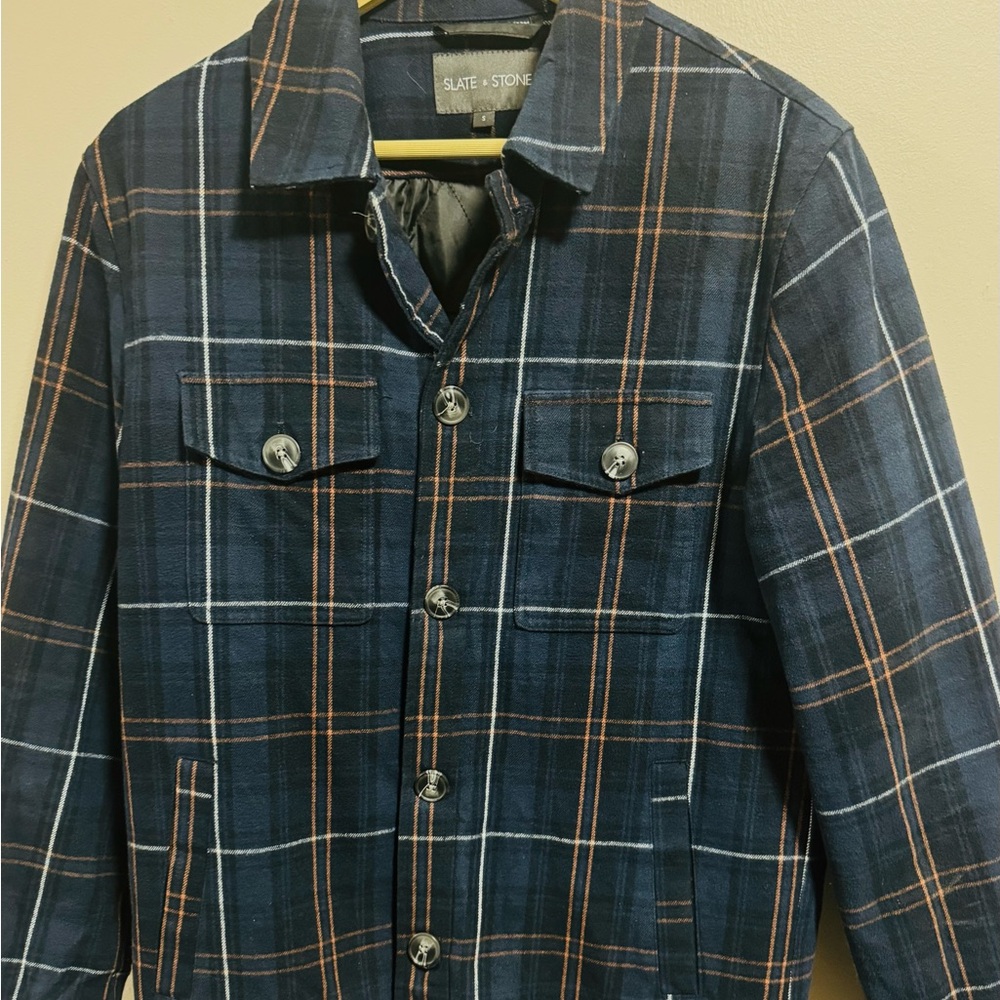 Slate & Stone Men's Blue and Orange Checkered Jacket
